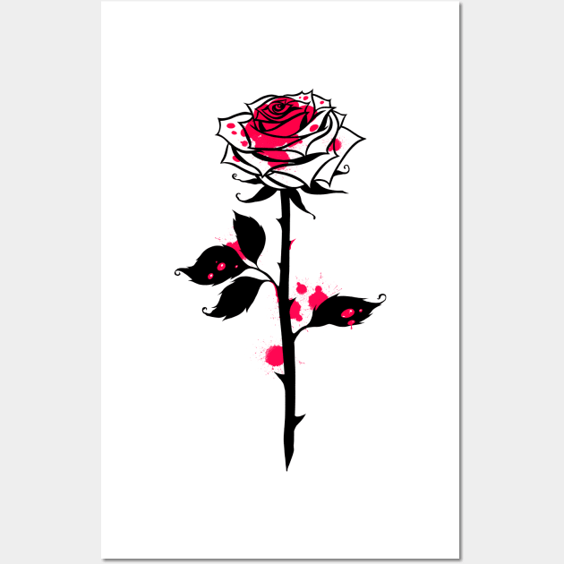 Wild rose blood. bleeding flower Wall Art by OccultOmaStore